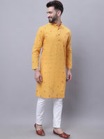 Thumbnail for Even Apparels Yellow Pure Cotton Kurta With Band Collar - Distacart