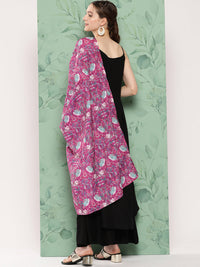 Thumbnail for InWeave Women's Black Strappy Set W Magenta Camelia Cr Dupatta - Distacart