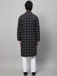 Thumbnail for Even Apparels Black Pure Cotton Kurta With Band Collar - Distacart
