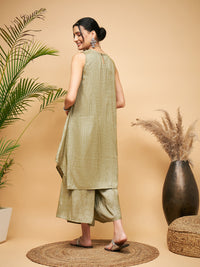 Thumbnail for InWeave Women's Olive Lurex Short Pallazo Kurta Set - Distacart