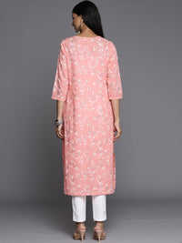 Thumbnail for Varanga Women's Peach Khari Floral Printed Straight Kurta - Distacart