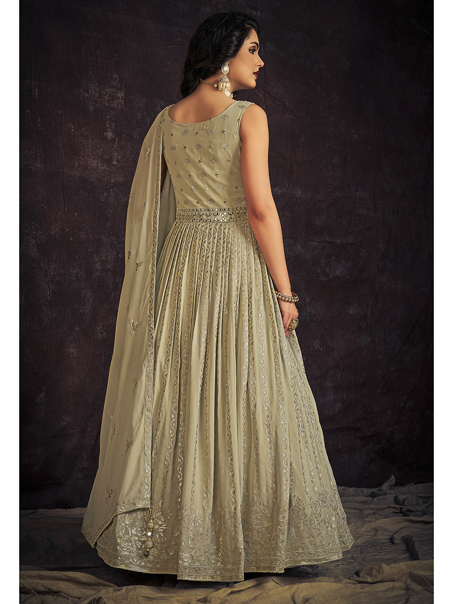 Myra Pista Real Georgette Designer Gown Style Suit - Distacart