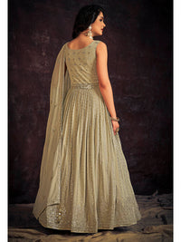 Thumbnail for Myra Pista Real Georgette Designer Gown Style Suit - Distacart
