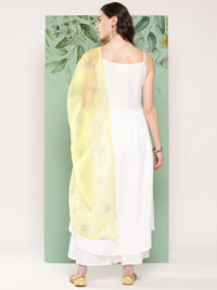 Thumbnail for InWeave Women's Strappy Set Cream With Yellow W Chintz Or Dupatta - Distacart