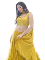 Thumbnail for Myra Mustard Art Silk Designer Lehenga - Distacart