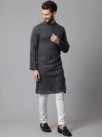Thumbnail for Even Apparels Black Pure Cotton Kurta With Band Collar - Distacart