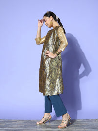 Thumbnail for InWeave Women's Navy Brocade Jacket - Distacart