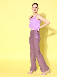 Thumbnail for InWeave Women's Mauve Coord Set With Crepe Mauve Crop Top - Distacart