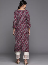 Thumbnail for Varanga Violet Bandhani Printed Kurta With Embroidered Yoke - Distacart