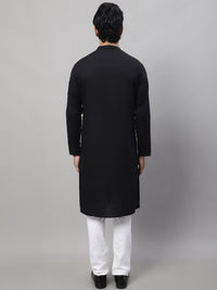 Thumbnail for Even Apparels Black Pure Cotton Kurta With Band Collar - Distacart