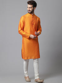 Thumbnail for Even Apparels Orange Solid Kurta With Band Collar - Distacart