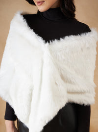 Thumbnail for InWeave Women's Pure White Faux Fur Cape - Distacart