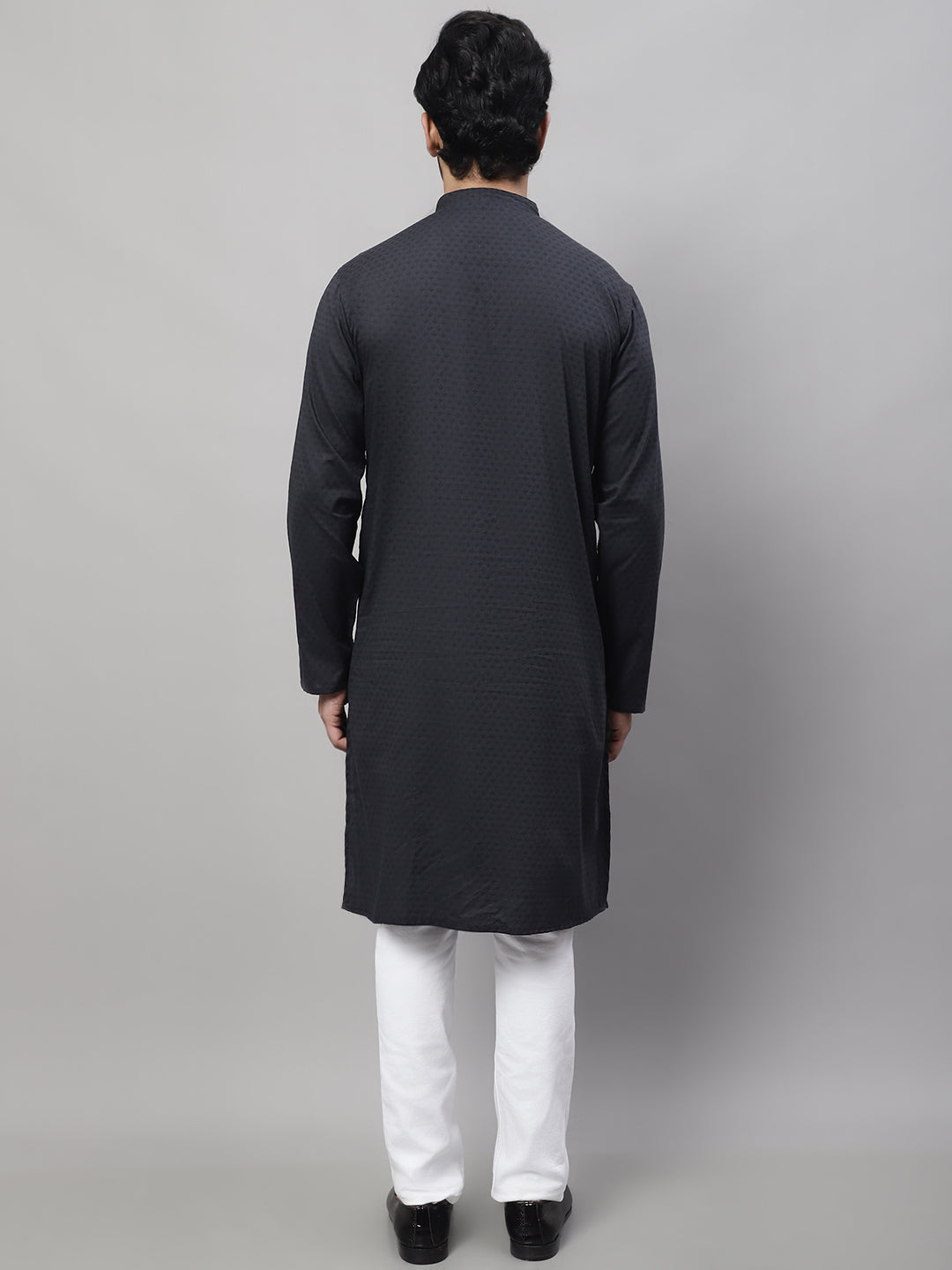 Even Apparels Black Pure Cotton Kurta With Band Collar - Distacart