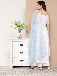Thumbnail for InWeave Women's Cream Strappy With Blue White Chintz Organza Dupatta - Distacart
