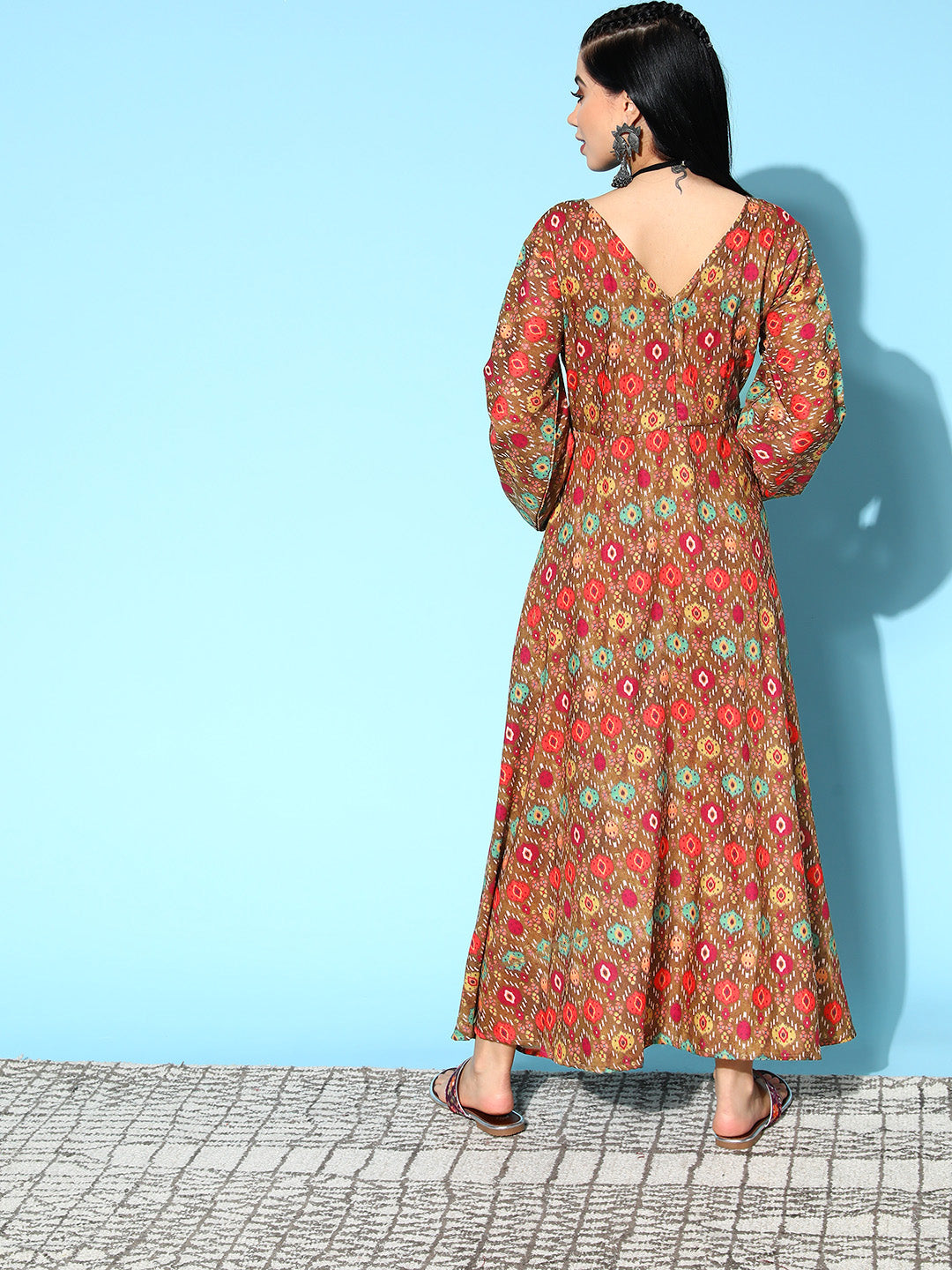 InWeave Women's Rust Edgy Print Dress - Distacart