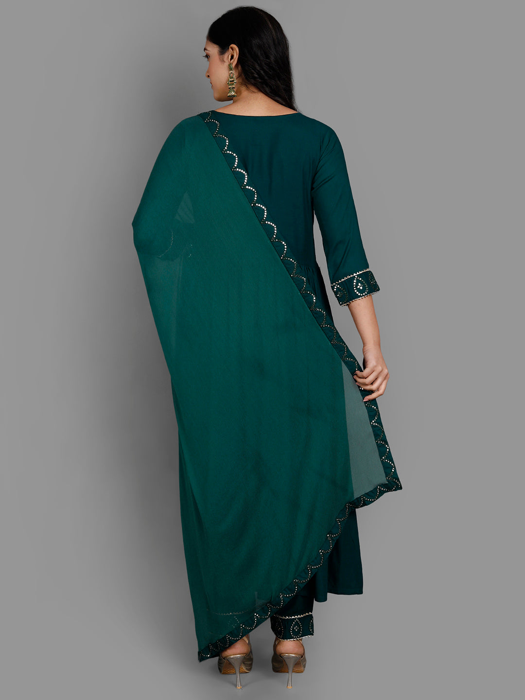 NOZ2TOZ Women's Green Rayon Kurta Pant And Dupatta Set - Distacart