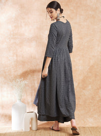 Thumbnail for InWeave Women's Grey Chikankari Long Anarkali Kurta Sharara Set - Distacart