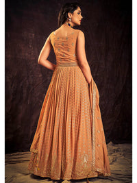 Thumbnail for Myra Apricoat Real Georgette Designer Gown Style Suit - Distacart