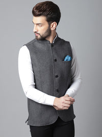 Thumbnail for Even Apparels Men's Grey Pure Wool Nehru Jacket - Distacart