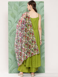 Thumbnail for InWeave Women's Olive Strappy Set W White Pink Or Duptta - Distacart