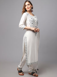 Thumbnail for NOZ2TOZ Women's White Chinkankari Printed Kurta Set - Distacart