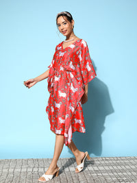 Thumbnail for InWeave Women's Bright Pink Indian Bull Print Kaftan - Distacart