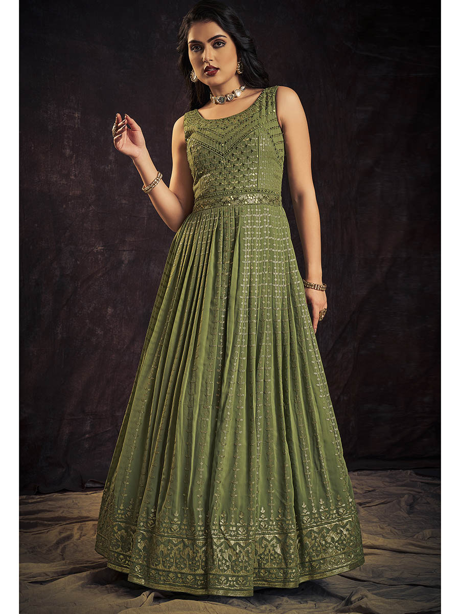 Myra Green Real Georgette Designer Gown Style Suit - Distacart