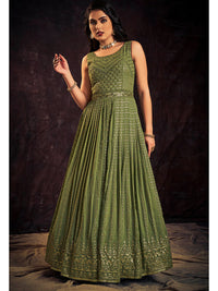 Thumbnail for Myra Green Real Georgette Designer Gown Style Suit - Distacart