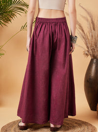 Thumbnail for InWeave Women's Pink Wine Handloom Palazzo - Distacart
