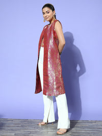 Thumbnail for InWeave Women's Pink Brocade Jacket - Distacart