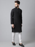 Thumbnail for Even Apparels Black Long Kurta With Band Collar - Distacart