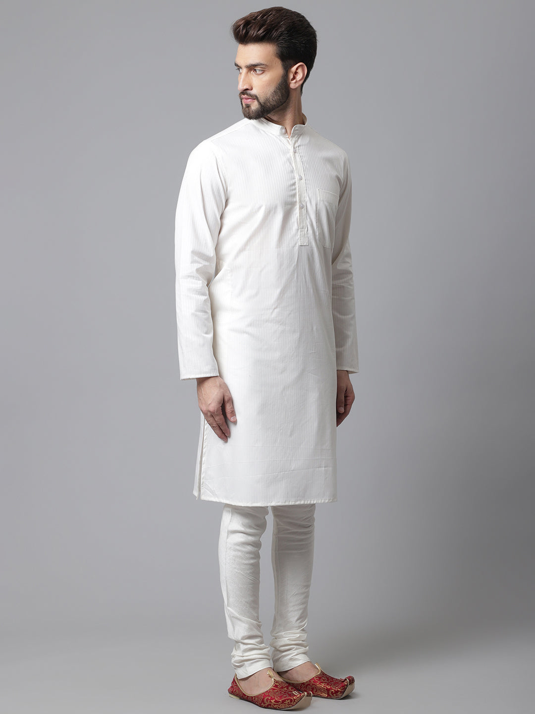 Even Apparels White Pure Cotton Kurta With Band Collar - Distacart