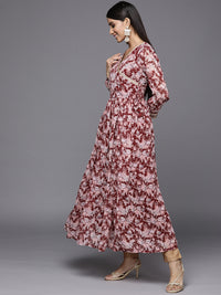 Thumbnail for Varanga Angrakha Style Georgette Printed Anarkali Kurta Paired With Chiffon Dupatta - Distacart