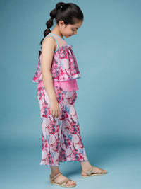 Thumbnail for Girls Printed Sleeveless Top With Palazzos - Mini Marvels - Distacart