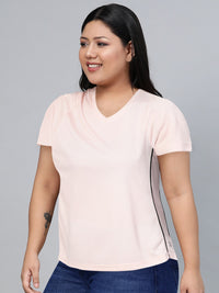 Thumbnail for Hrx By Hrithik Roshan Women Peach Whip Solid Rapid-Dry Racket Sports Tshirts - Distacart