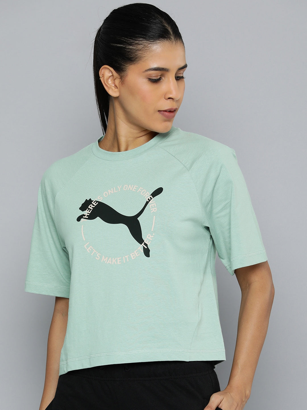 Puma Pure Cotton Relaxed Fit Brand Logo Printed Raglan Sleeves Outdoor T-shirt - Distacart