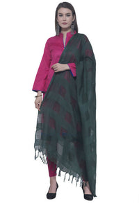Thumbnail for Mominos Fashion Moeza Bottle Green Window Cotton Dupatta - Distacart