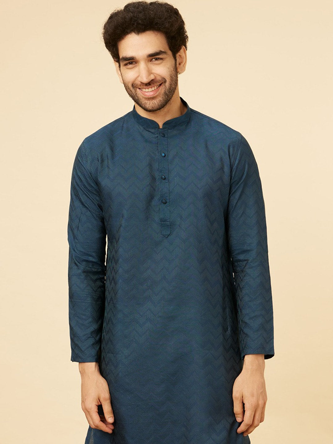 Manyavar Geometric Woven Design Regular Kurta With Pyjamas - Distacart