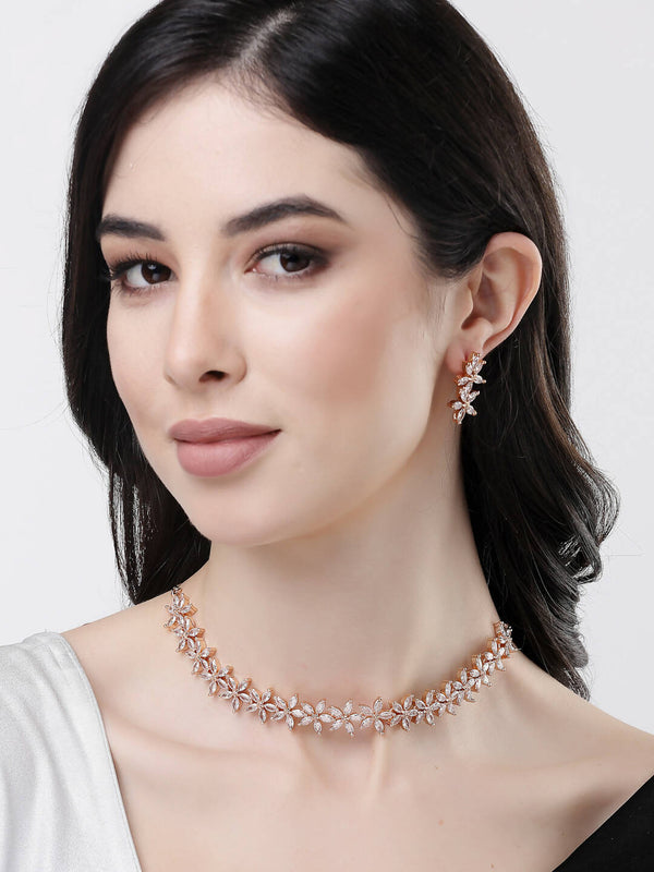 NVR Women Gold Plated Cz Stone Handcrafted Jewellery Set - Distacart