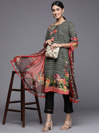 Thumbnail for Biba Women Black Printed Kurta with Trousers & With Dupatta - Distacart