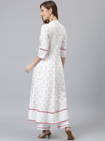 Thumbnail for Khushal K Women White Printed Empire Design Anarkali Kurta - Distacart