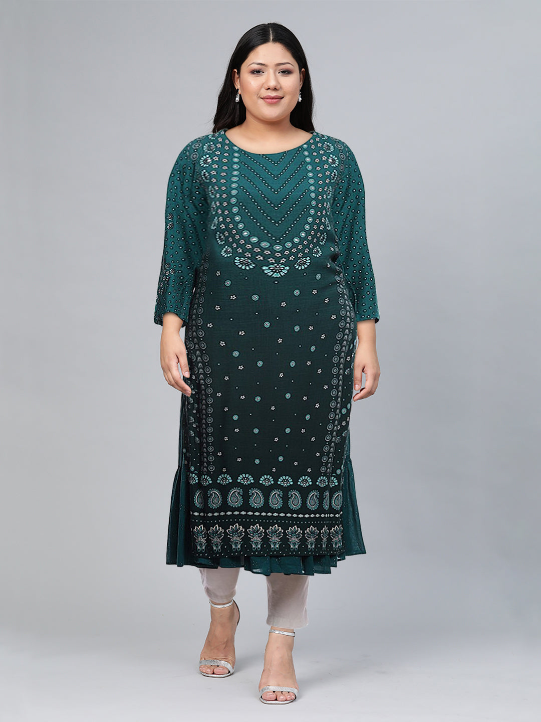 Biba Women Blue Ethnic Motifs Ethnic Printed Layered Kurta - Distacart