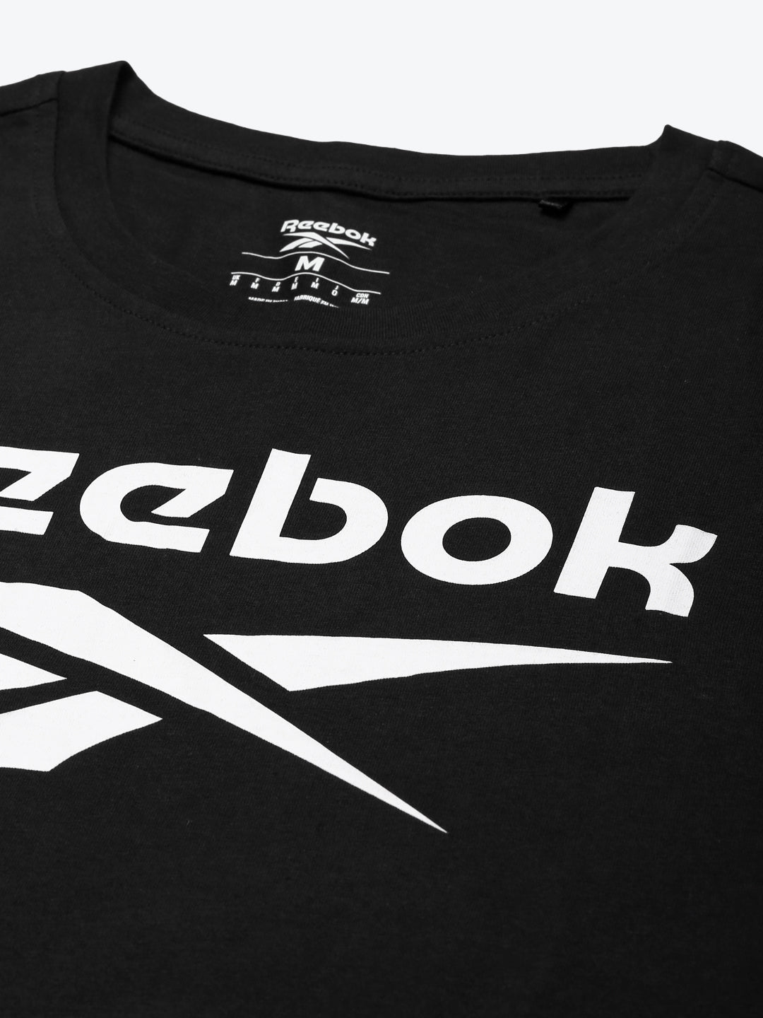 Reebok Men Black & White Identity Big Logo Pure Cotton Slim Fit T-shirt - Distacart