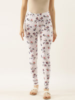 Thumbnail for Souchii White Printed Slim-Fit Churidar-Length Leggings - Distacart