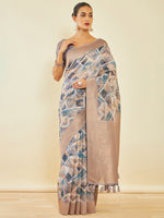 Thumbnail for Soch Geometric Printed Zari Tussar Saree - Distacart