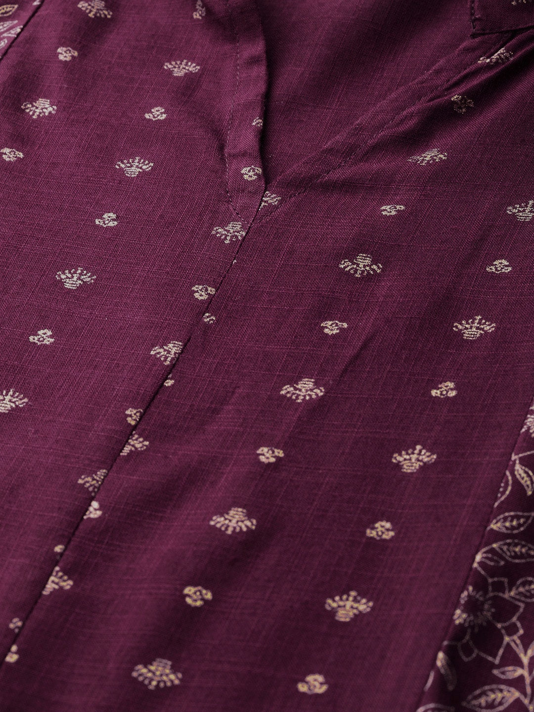 Sangria Women Wine-Coloured & Golden Khari Printed Kurta with Palazzos - Distacart