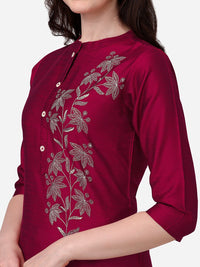 Thumbnail for HERE&NOW Women Floral Embroidered Thread Work Floral Kurta - Distacart