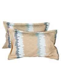 Thumbnail for Story@home Grey & Peach-Coloured Striped 180 TC Queen Bedsheet With 2 Pillow Covers - Distacart