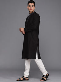 Thumbnail for Manyavar Men Black Self Design Kurta with Churidar - Distacart