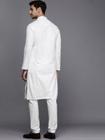 Thumbnail for Manyavar Men White Self Design Kurta with Pyjamas - Distacart